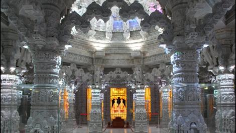 Inside BAPS elaborate Mandir temple