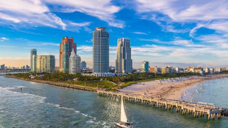 Una vista aérea de South Beach, Miami, Florida