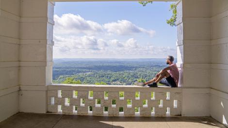 Enjoying the view from a scenic overlook in Hot Springs National Park, Arkansas
