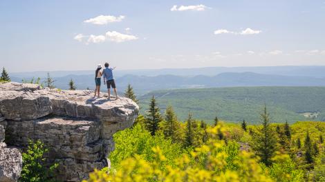 Hikers overlooking Dolly Sods Wilderness in West Virginia 