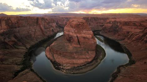 Aerial view of Horseshoe Bend in the Glen Canyon National Recreational Area near Page, Arizona