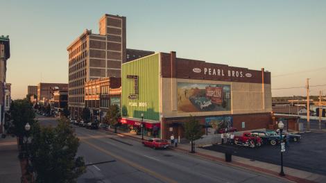 Artistic homages to the Mother Road at Route 66 Mural Park on Main Street
