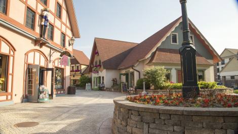 The streets of River Place in Frankenmuth, Michigan