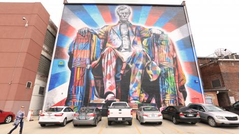 Mural art of former President Abraham Lincoln in Kentucky