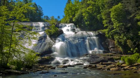 Cascading waterfalls in DuPont State Recreational Forest near Hendersonville, North Carolina