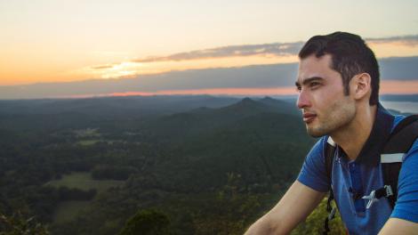 Enjoying the view from the top of Pinnacle Mountain Climb