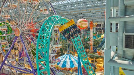 Riding rollercoasters at Nickelodeon Universe® in Mall of America in Bloomington, Minnesota