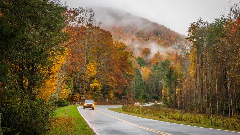 Traveling through Eastatoe Valley, South Carolina, in the fall