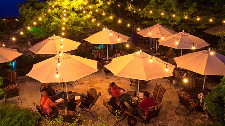 Fredericksburg, with its scenic Hill Country setting, makes an inviting locale for al fresco dining