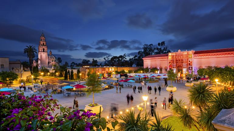 Balboa Park bustles with activity day and night, making it a perfect location for people-watching. 