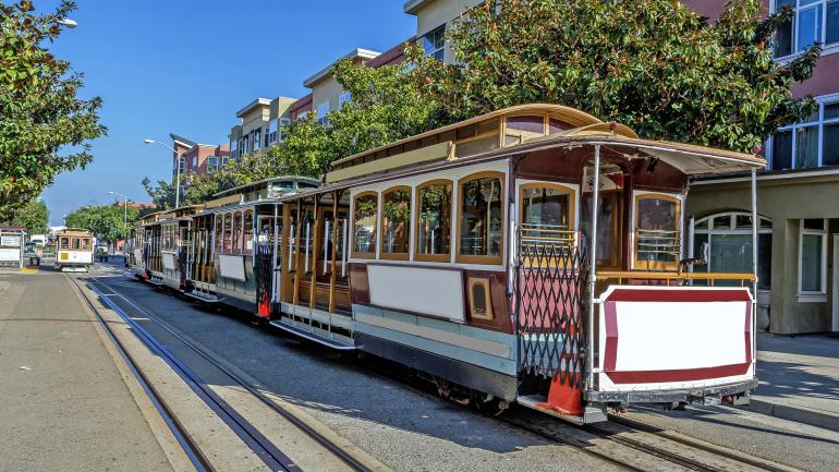 San Francisco's cable cars are a popular tourist attraction.
