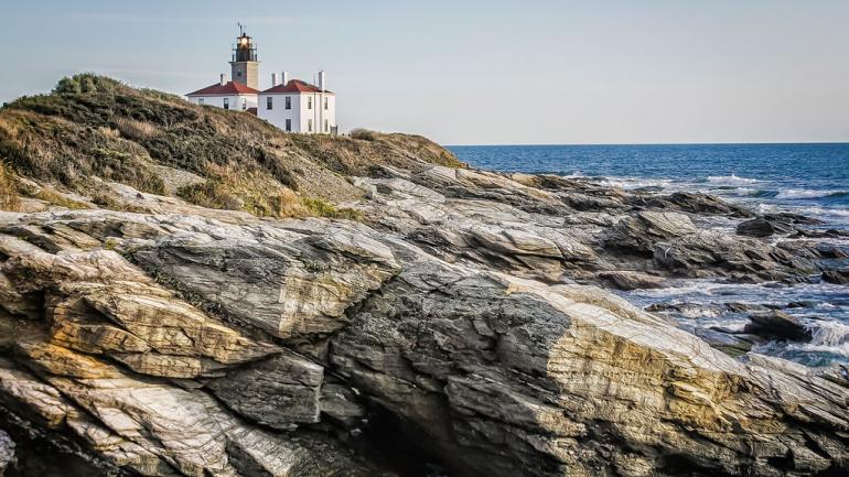The Beavertail Lighthouse offers beautiful views of the Narragansett Bay from its perch on the southern tip of Conanicut Island.