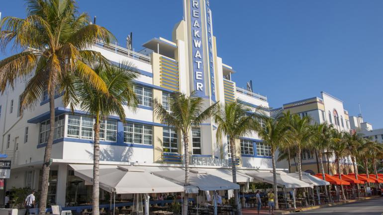 The historic Hotel Breakwater on Ocean Drive, a South Beach landmark