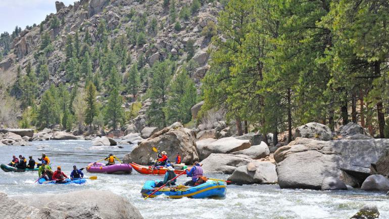 Whitewater rafting at Browns Canyon National Monument in Chaffee County