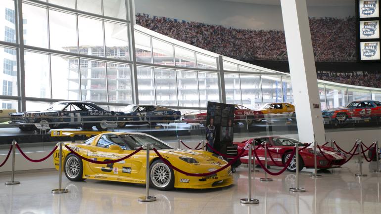 Fast cars on display at the NASCAR Hall of Fame 