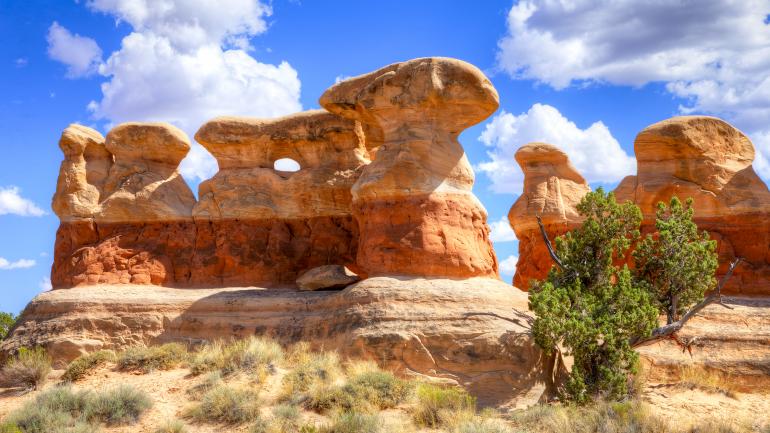 大升梯國家紀念區內，魔鬼花園中的沙岩地形