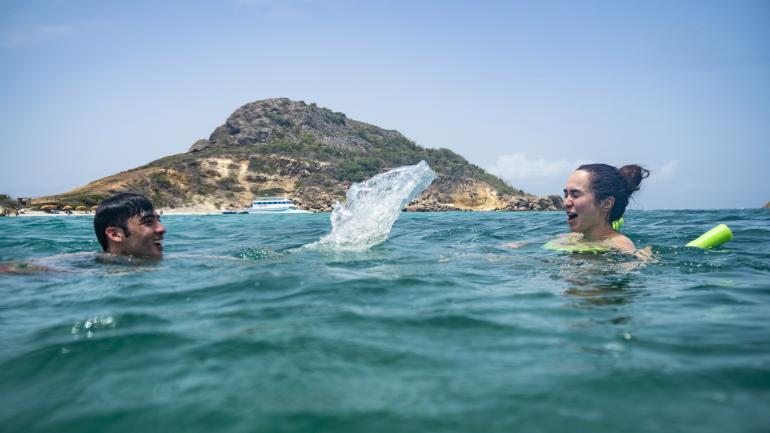 Enjoying the calm, blue waters at Caja de Muertos nature reserve off the coast of Ponce, Puerto Rico