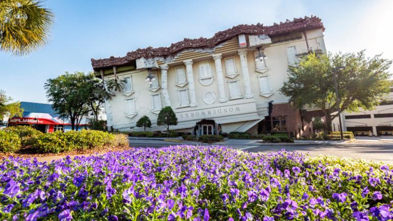 Distinctive building housing WonderWorks Orlando amusement park for the mind