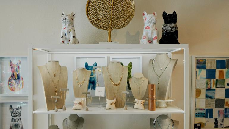 Jewelry on display at frank. in Winter Park