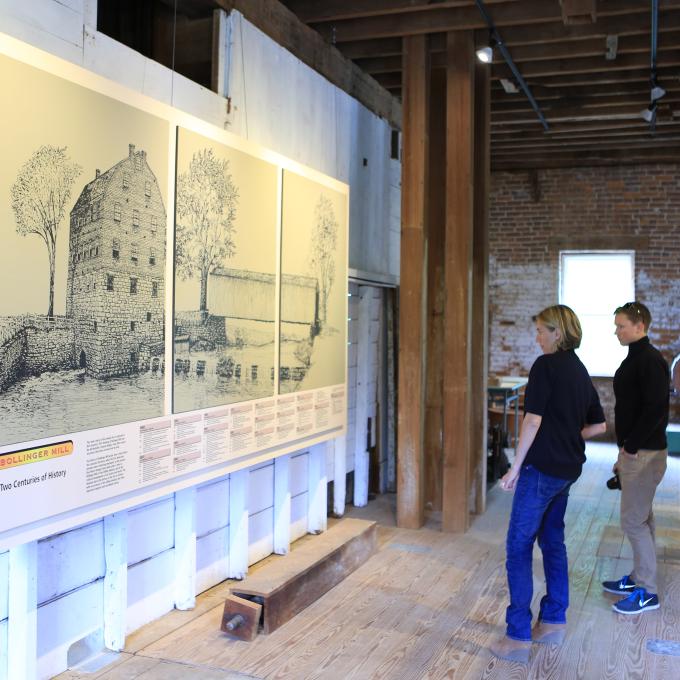 Browsing an exhibit on the history of Cape Girardeau