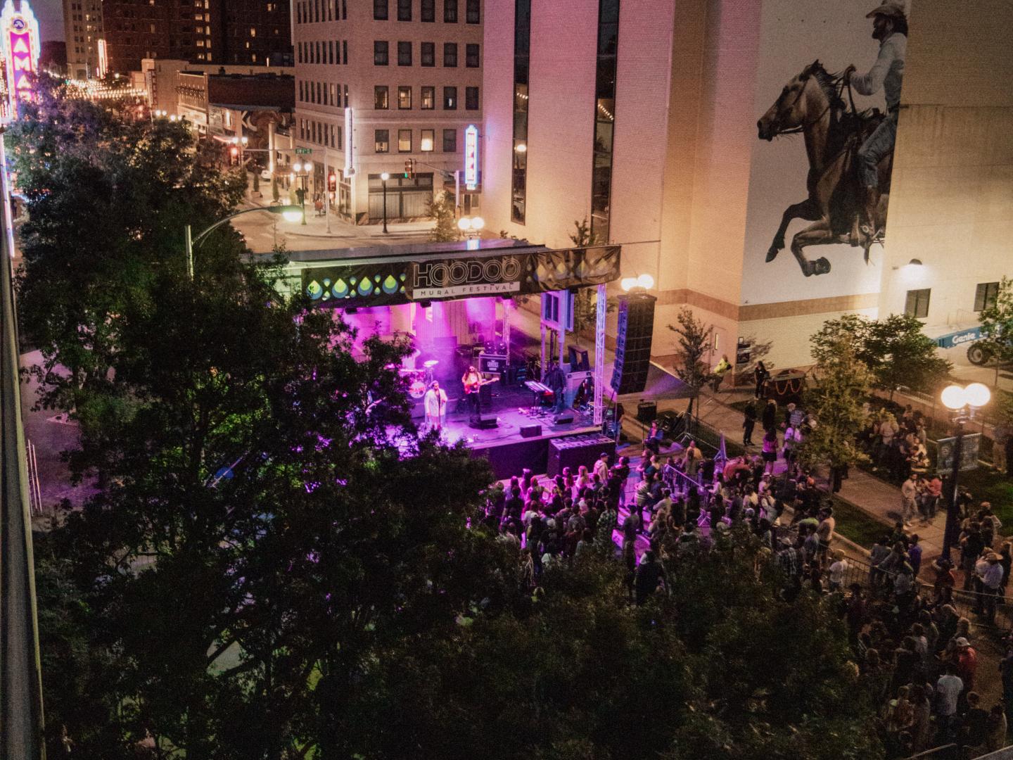 Entertainment at the annual HOODOO Mural Festival in Amarillo, Texas