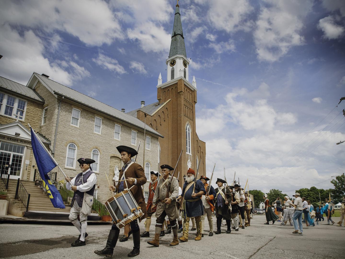 A parade during French Heritage Festival in Ste. Geneviève, Missouri
