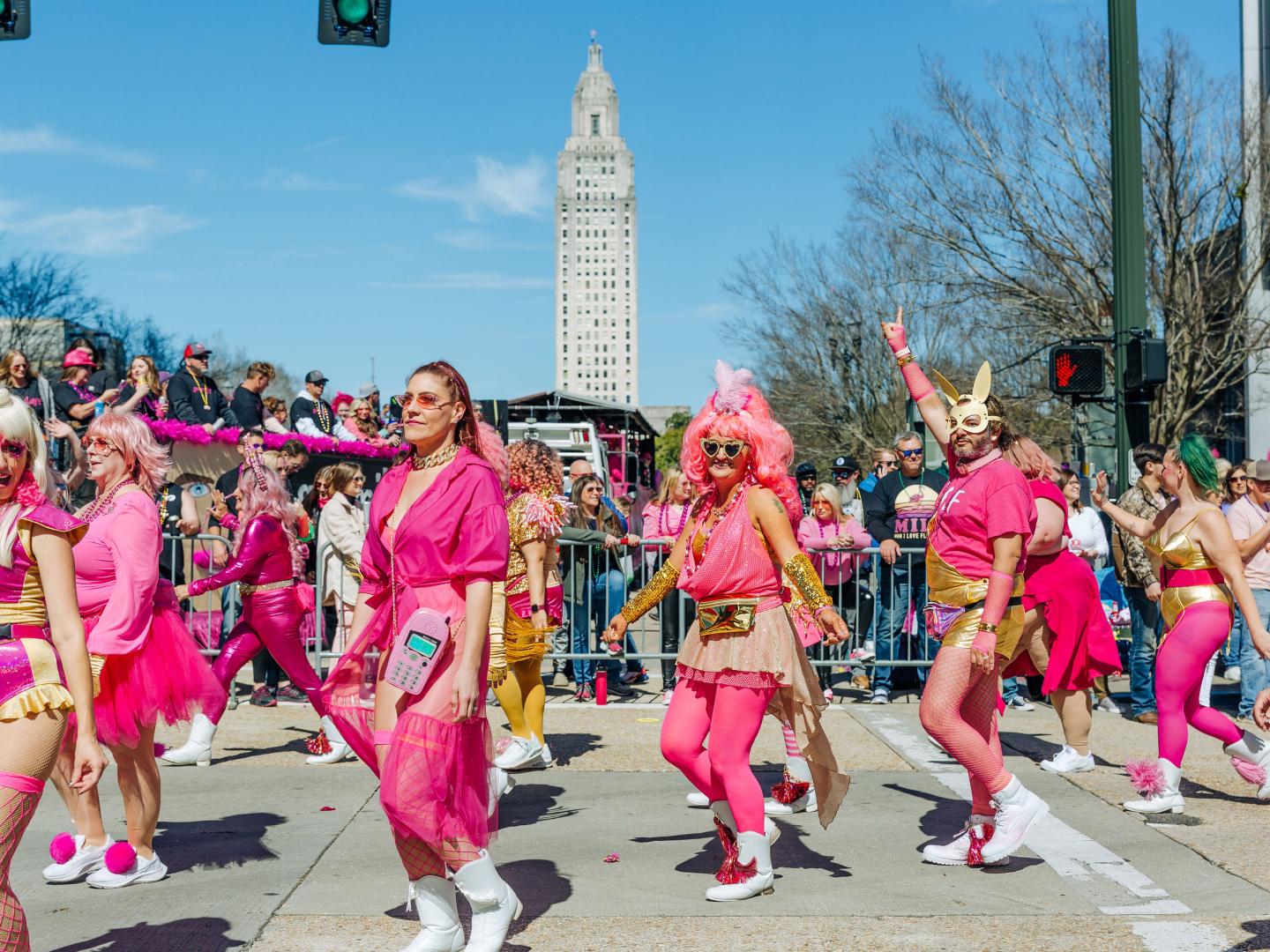 A Mardi Gras parade in Baton Rouge, Louisiana