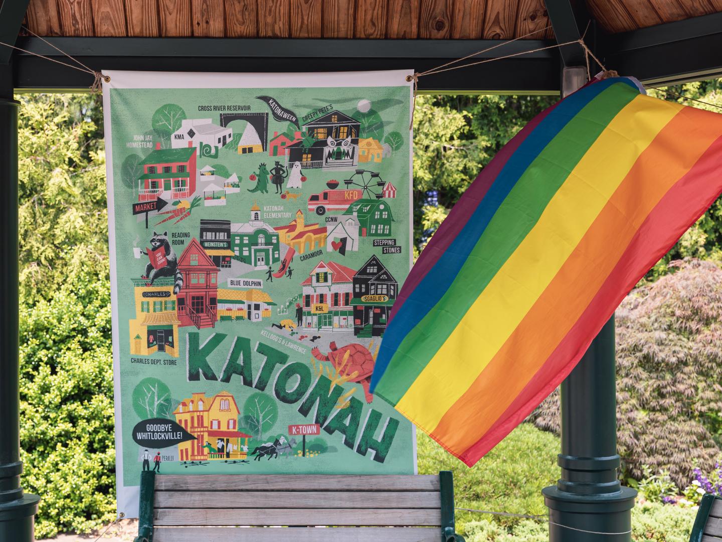 Colorful signage at Westchester Pride Festival in Katonah, New York