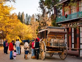 Visitors prepare to take a stagecoach ride through Columbia State Historic Park 
