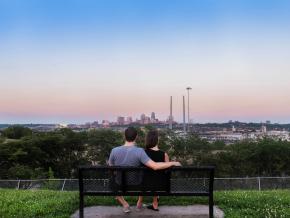 Scenic views from a bench in Penn Valley Park