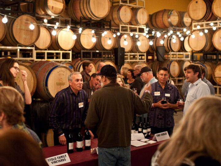 Sampling wines during the Garagiste Festival celebrating small winemakers in Paso Robles, California
