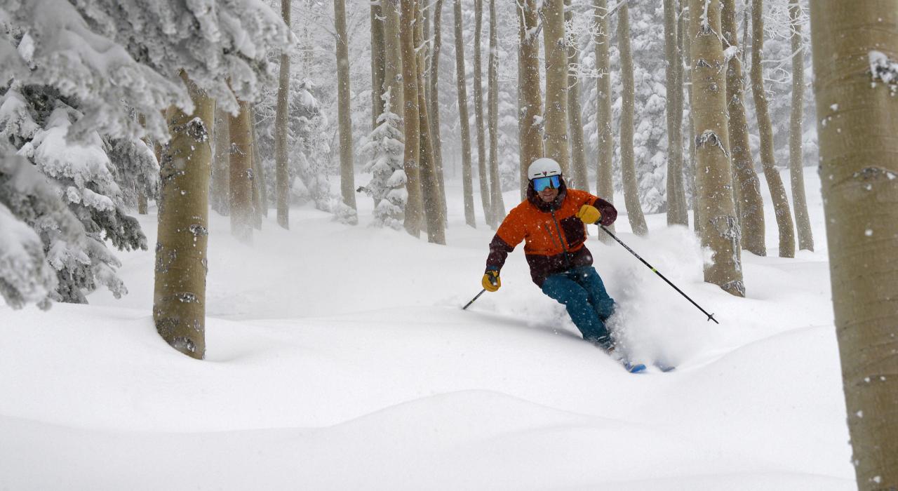 在科羅拉多州斯廷博特的森林中滑雪