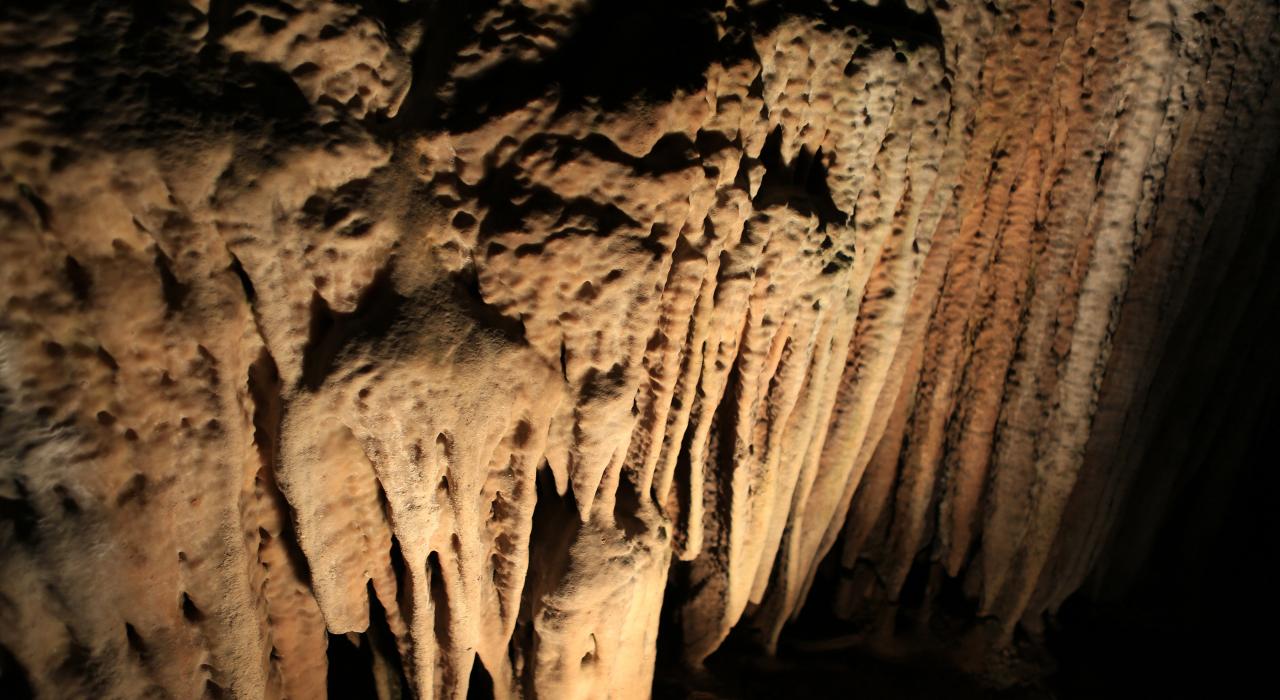 Estalactitas en las Fantastic Caverns de Springfield, Misuri