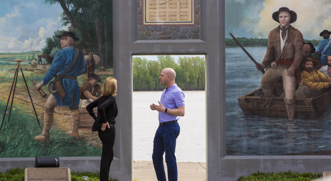 Murals along the riverfront in Paducah, Kentucky