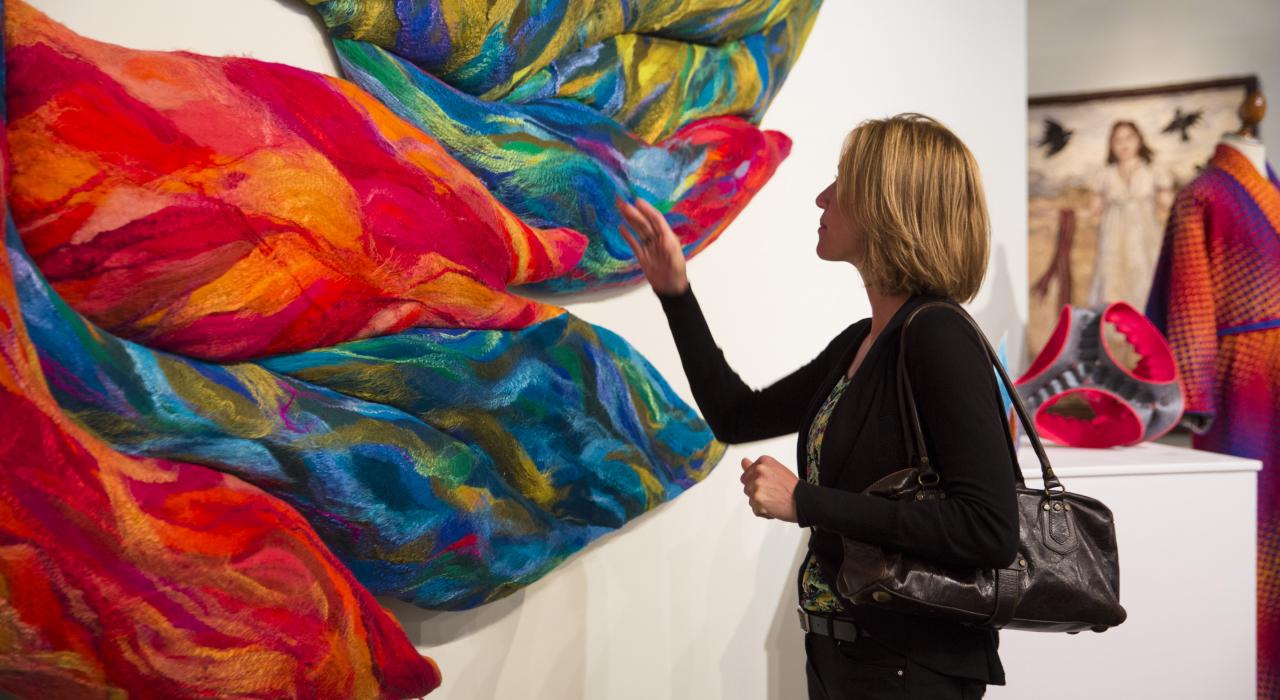 Colorful textiles on display at the National Quilt Museum in Paducah, Kentucky
