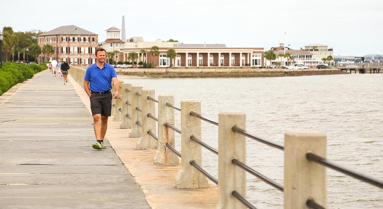 Walking along the Promenade in historic Charleston, South Carolina