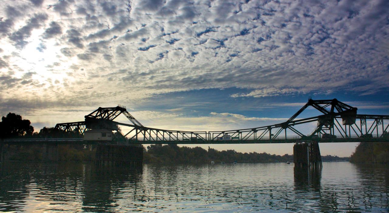 Freeport Bridge over Sacramento River in California