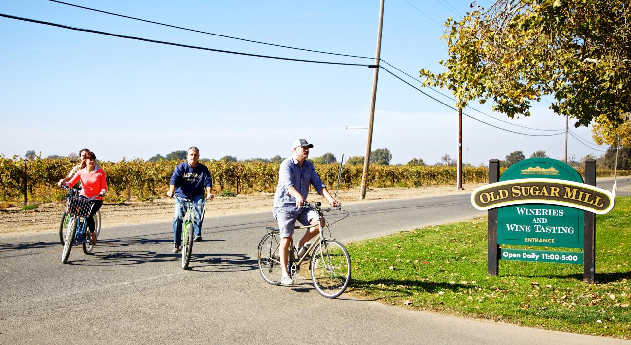 Bicycling to an Old Sugar Mill wine tasting in the Sacramento Delta, California