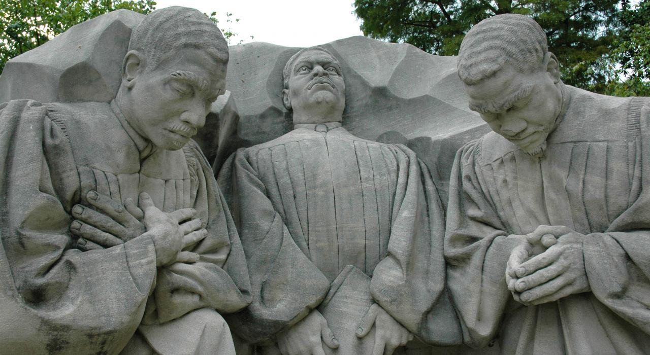 The clerics statue in Kelly Ingram Park in Birmingham, Alabama