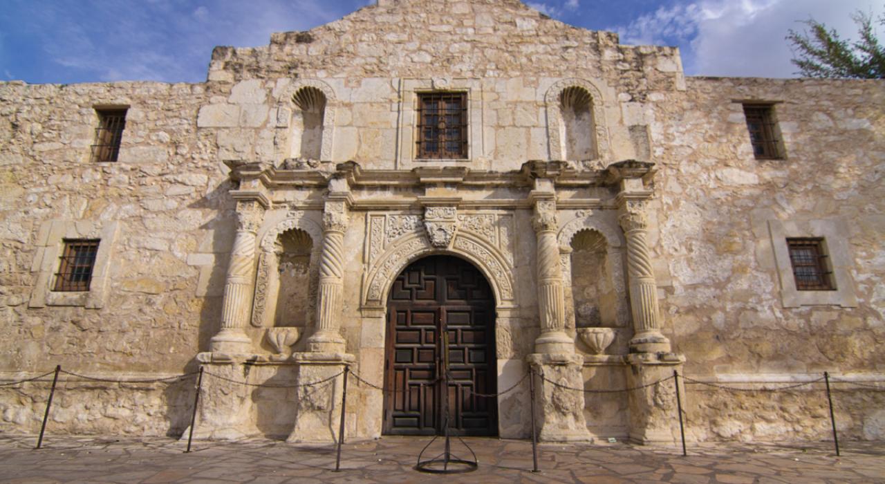 Door to the historic Alamo Mission in San Antonio, Texas