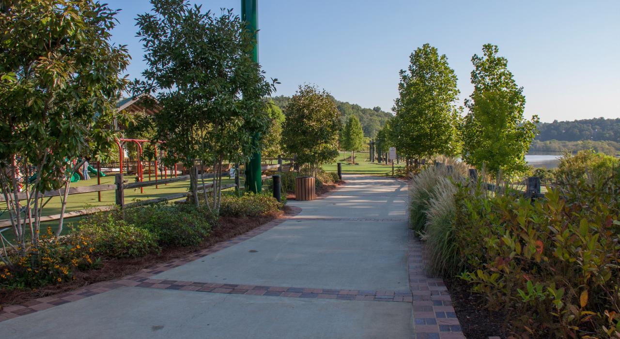Walkway in Morgan Falls Overlook Park in Sandy Springs, Georgia