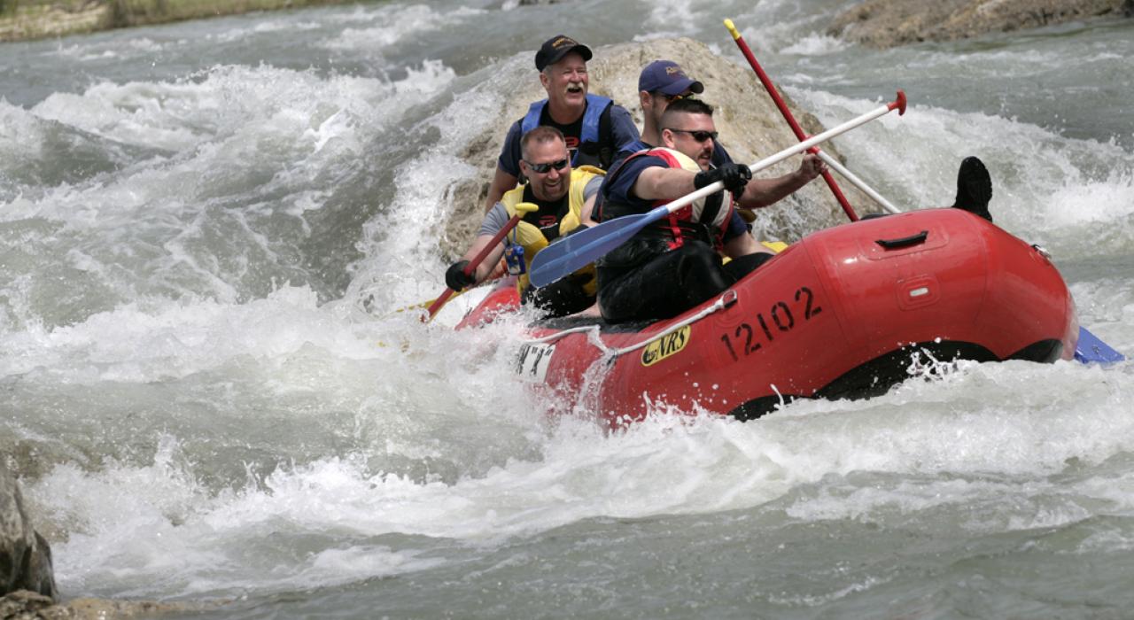 Whitewater rafting on the Guadalupe River in Texas Hill Country