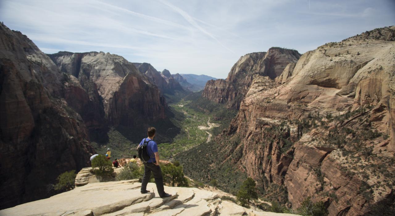 View from Angels Landing at Zion National Park, Utah