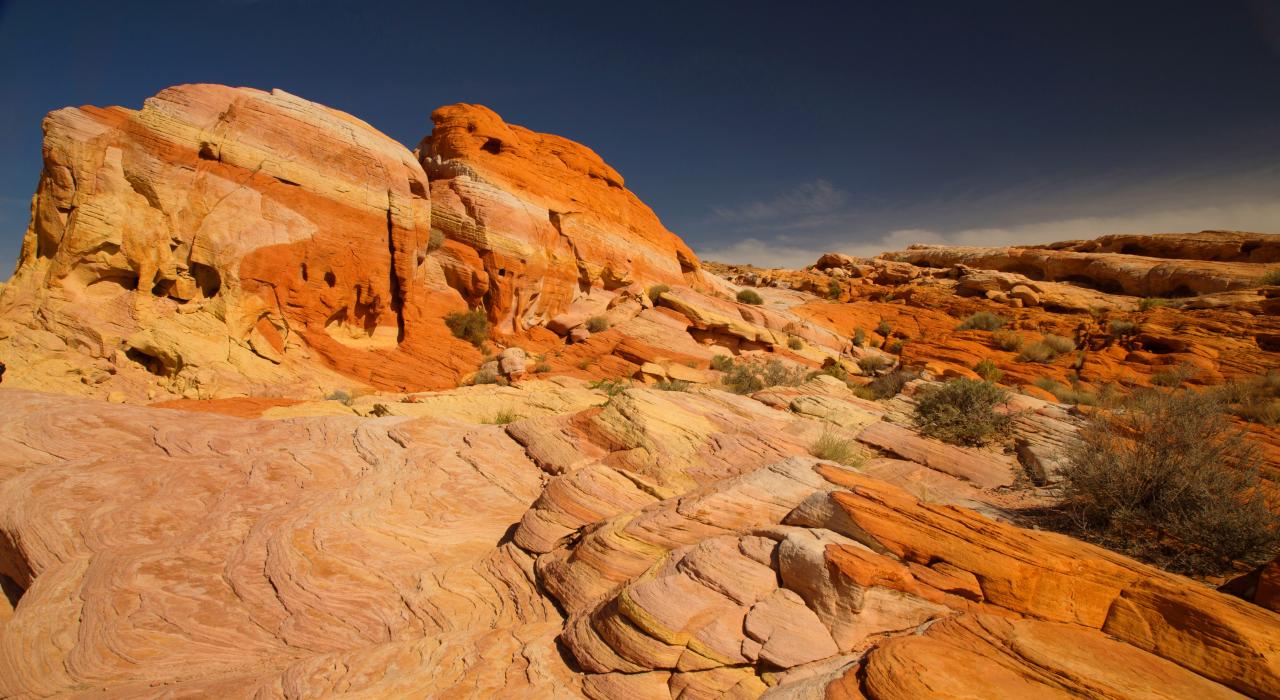 Brightly colored stone at Valley of Fire Rainbow Vista in Nevada
