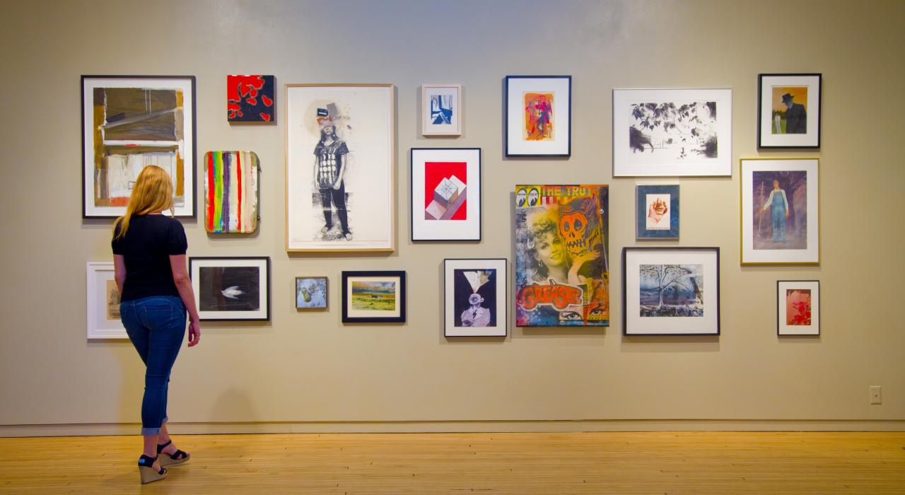 Admiring artwork at the Rourke Art Museum in Moorhead