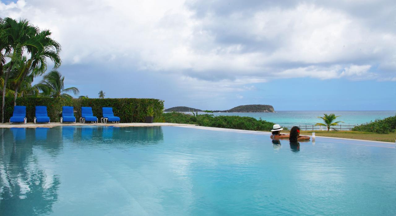 Admiring the view from the infinity pool at Inn on the Blue Horizon in Vieques