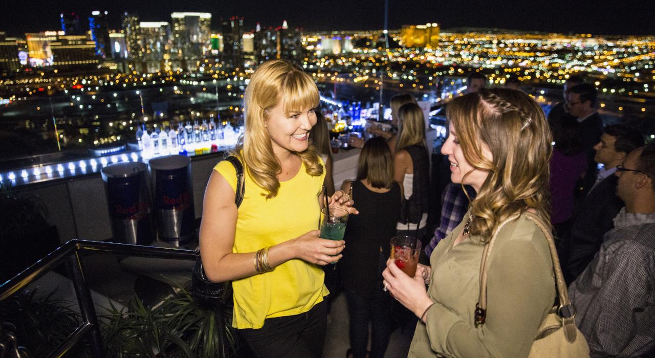 Enjoying drinks and a city view at the Ghost Bar in Las Vegas
