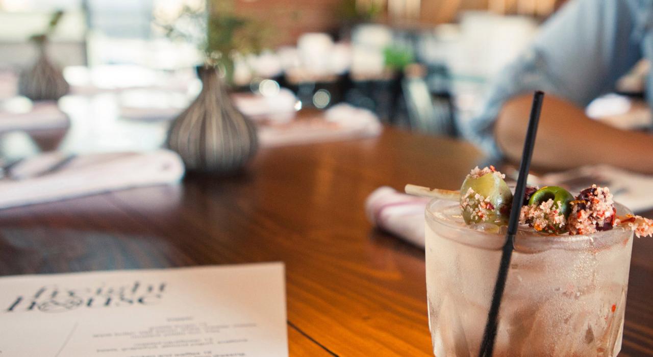 Sipping cocktails at the Freight House Restaurant