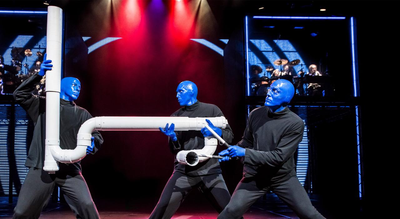 Crank up your volume with the Blue Men at Luxor Hotel and Casino