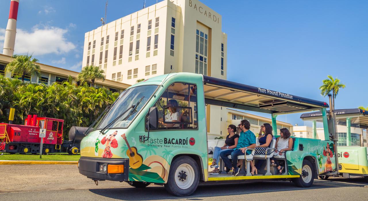 Touring Casa Bacardi on a trolley ride in Puerto Rico
